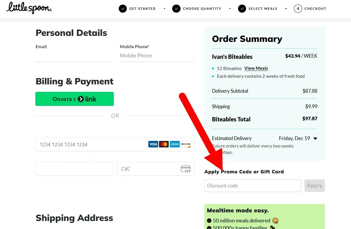 “How to activate a Little Spoon promo code”